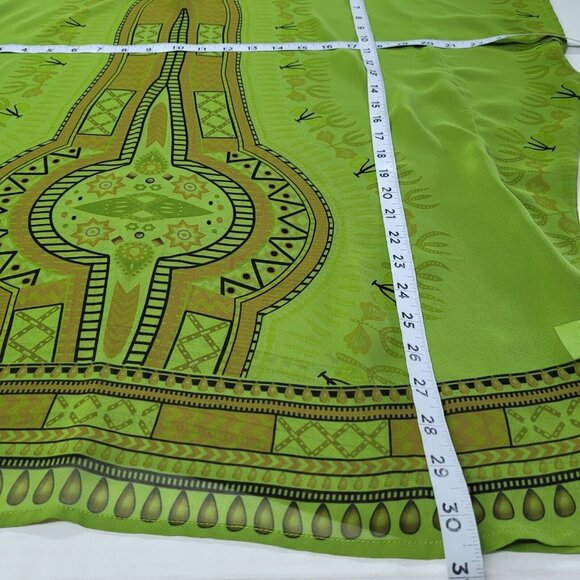 Monoreno Top Womens L Green Sheer Navajo‎ Print Tunic Cover Up Angel Sleeve New - Picture 10 of 11